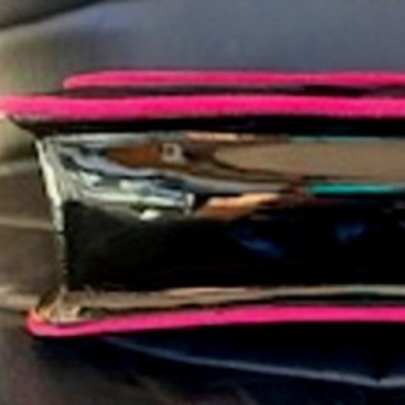 Accents by Sharif Black Leather/Pink Suede Flap Shoulder/Crossbody Handbag Bag - Picture 5 of 6